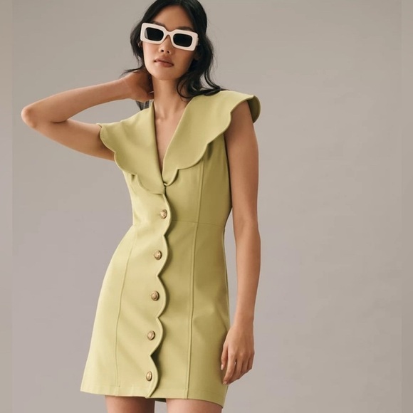 Anthropologie Dresses & Skirts - NWT Maeve by Anthropologie Scalloped Buttondown Dress Retro Green Size M